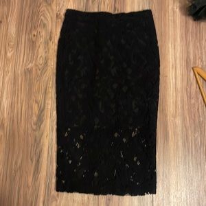 Parker black lace midi skirt